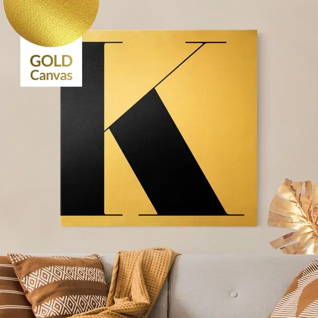 Antiqua Letter K Leinwandbild Gold Markenware