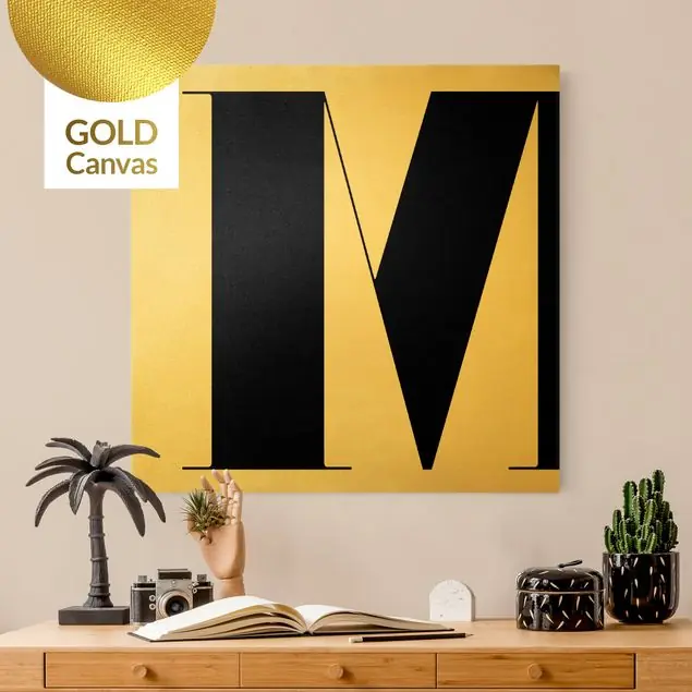 Antiqua Letter M Leinwandbild Gold Kostenloser Versand