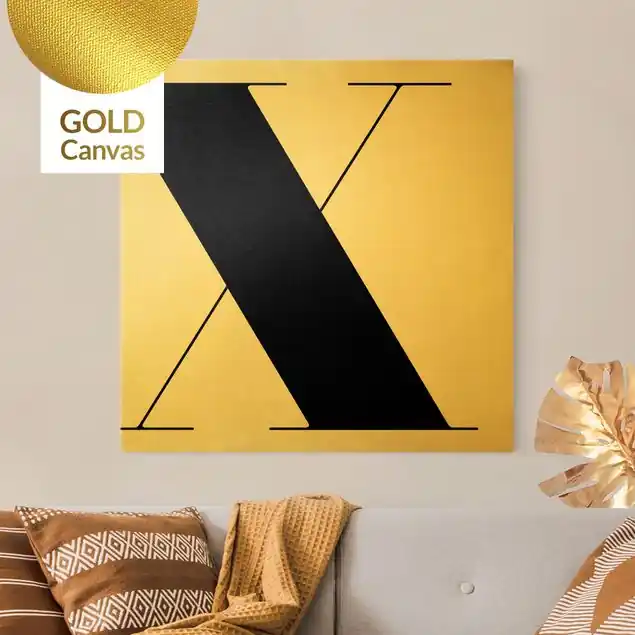 Sonderaktion Antiqua Letter X Leinwandbild Gold