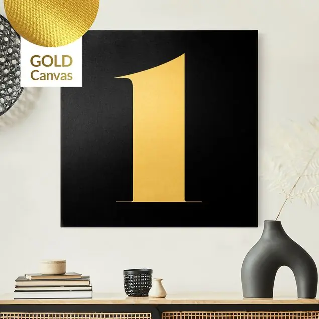 Antiqua Zahl 1 Leinwandbild Gold Finale Aktion