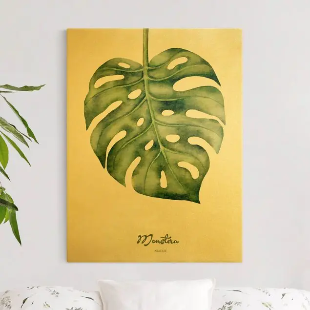 Kostenloser Versand Aquarell Botanik Monstera Leinwandbild