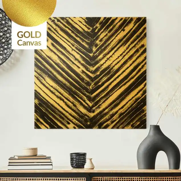 Lamellen Schwarz Weiß Leinwandbild Gold Neu