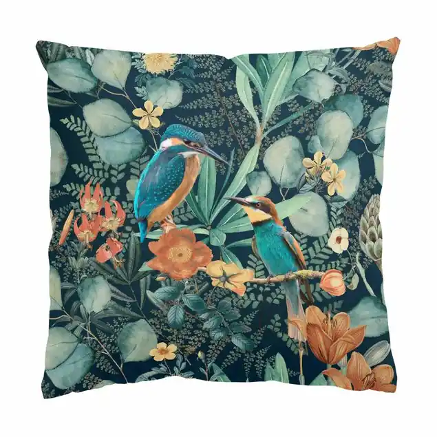 Blumenparadies Eisvogel und Kolibri                               Dekokissen – Canvas Must-Have