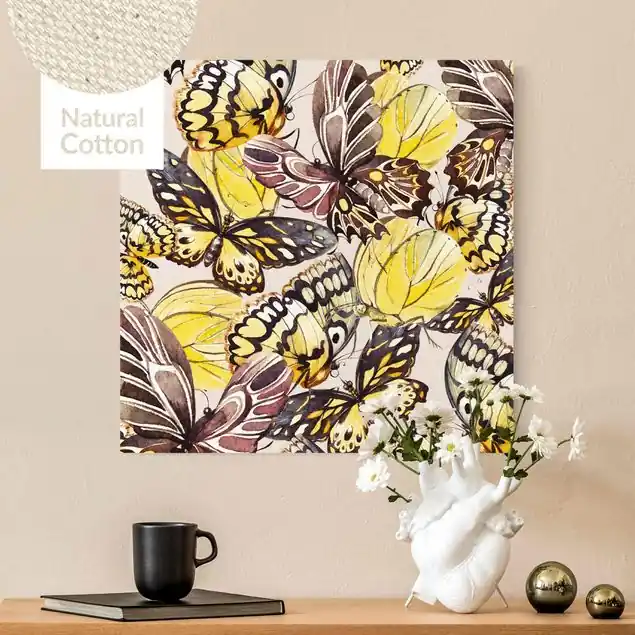 Schwarm von Schmetterlingen Zitronenfalter Leinwandbild auf Canvas Natural Rabatt