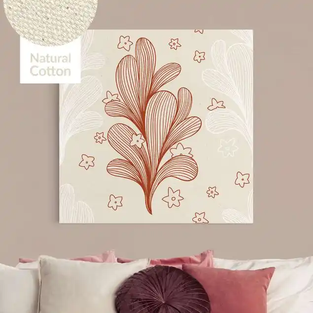 Zarte Linien - Blüten Leinwandbild auf Canvas Natural Nur Für Kurze Zeit