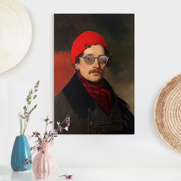 Portrait eines Hipsters Leinwandbild • hergestellt in Deutschland • langlebiges Canvas mit Holzkeilrahmen • klassische Struktur Nur Für Kurze Zeit