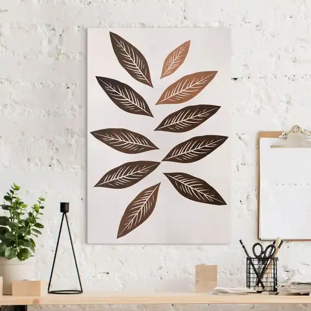 Meistverkauft Herbstblätter Braun Leinwandbild • hergestellt in Deutschland • langlebiges Canvas mit Holzkeilrahmen • klassische Struktur