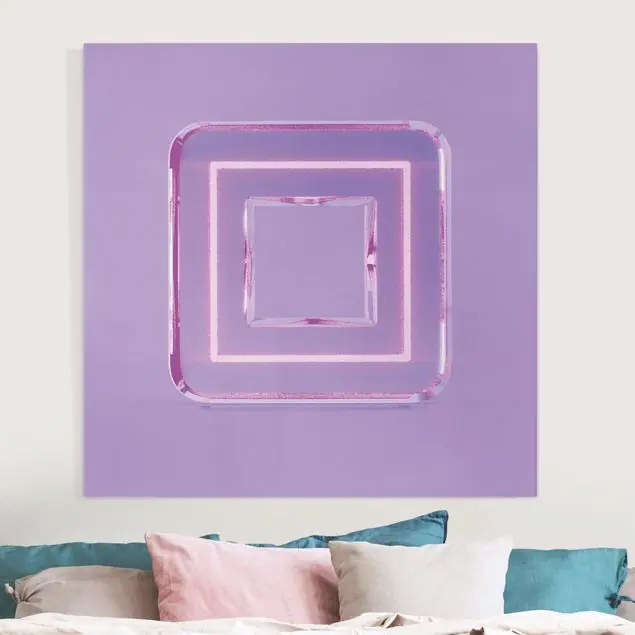 Neon Gamer Symbol Square Leinwandbild • hergestellt in Deutschland • langlebiges Canvas mit Holzkeilrahmen • klassische Struktur Geprüft