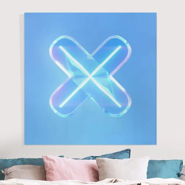 Neon Gamer Symbol X Leinwandbild • hergestellt in Deutschland • langlebiges Canvas mit Holzkeilrahmen • klassische Struktur Preis Gesenkt