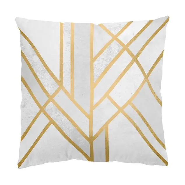 Online Kaufen Art Deco Geometrie Weiß Gold                               Dekokissen – Canvas