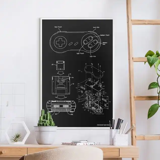Saisonangebot Gaming Anatomy Klassiker in Schwarz Leinwandbild • hergestellt in Deutschland • langlebiges Canvas mit Holzkeilrahmen • klassische Struktur