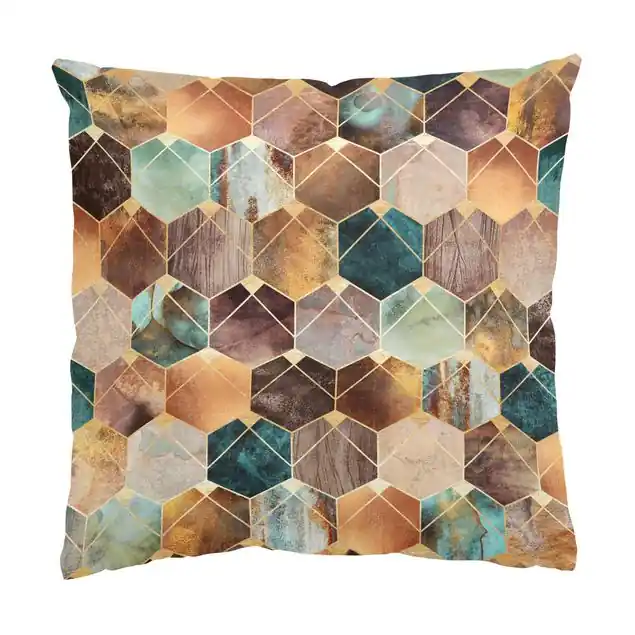 Billig Türkise Geometrie goldenes Art Deco Dekokissen – Canvas