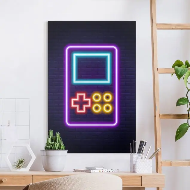 Online Kaufen Neon Klassik Konsole Leinwandbild • hergestellt in Deutschland • langlebiges Canvas mit Holzkeilrahmen • klassische Struktur