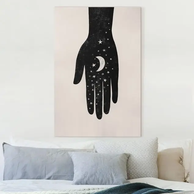 Hand mit Mond Leinwandbild • hergestellt in Deutschland • langlebiges Canvas mit Holzkeilrahmen • klassische Struktur Sichere Zahlung