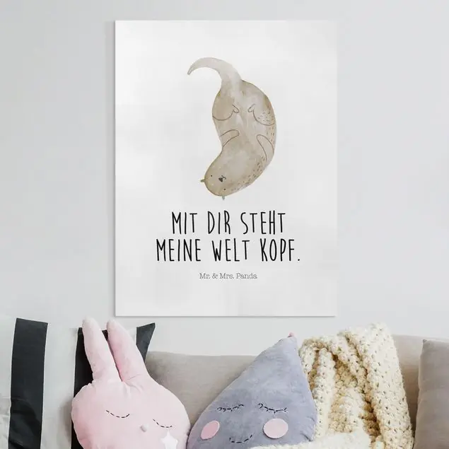 Neue Kollektion Mr. & Mrs. Panda - Otter - Die Welt steht Kopf Leinwandbild • hergestellt in Deutschland • langlebiges Canvas mit Holzkeilrahmen • klassische Struktur