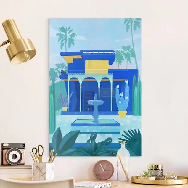 Marokkanisches Traumhaus Leinwandbild • hergestellt in Deutschland • langlebiges Canvas mit Holzkeilrahmen • klassische Struktur Zertifiziert