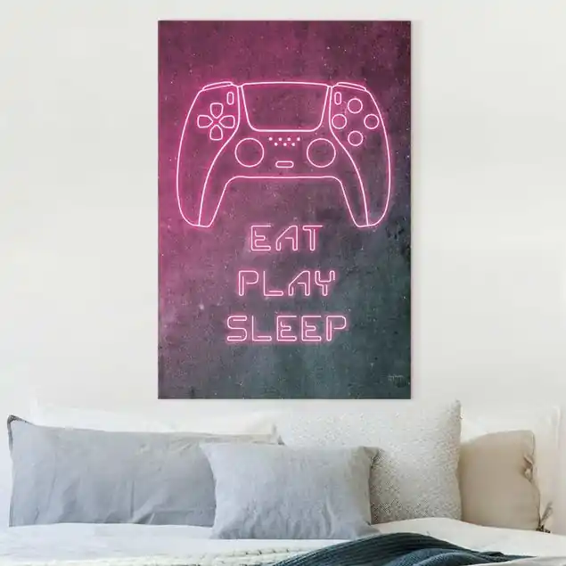 Neon Kontroller mit Spruch Leinwandbild • hergestellt in Deutschland • langlebiges Canvas mit Holzkeilrahmen • klassische Struktur Jetzt Kaufen