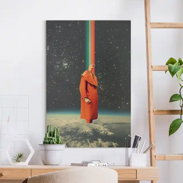 Sichere Zahlung Weltraum Regenbogen Porträt Leinwandbild • hergestellt in Deutschland • langlebiges Canvas mit Holzkeilrahmen • klassische Struktur