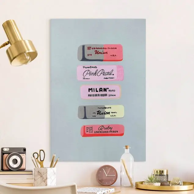 Kostenfreie Lieferung Illustration Radiergummi Leinwandbild • hergestellt in Deutschland • langlebiges Canvas mit Holzkeilrahmen • klassische Struktur