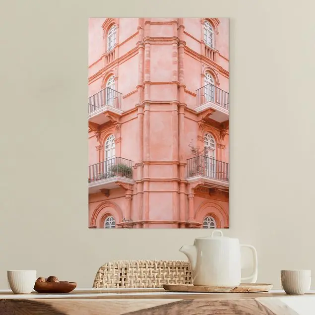 Pastell pinkes Umbrien Leinwandbild • hergestellt in Deutschland • langlebiges Canvas mit Holzkeilrahmen • klassische Struktur Online Kaufen