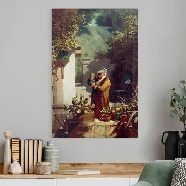 Bestseller Carl Spitzweg - Der Blumenfreund Leinwandbild • hergestellt in Deutschland • langlebiges Canvas mit Holzkeilrahmen • klassische Struktur