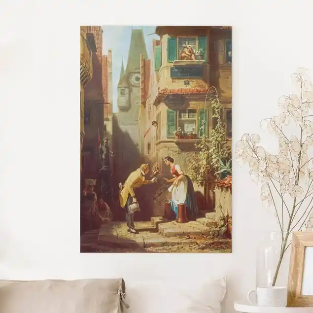 Top-Seller Carl Spitzweg - Der ewige Hochzeiter Leinwandbild • hergestellt in Deutschland • langlebiges Canvas mit Holzkeilrahmen • klassische Struktur