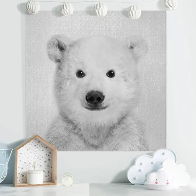 Beliebt Baby Eisbär Emil Schwarz Weiß Leinwandbild • hergestellt in Deutschland • langlebiges Canvas mit Holzkeilrahmen • klassische Struktur