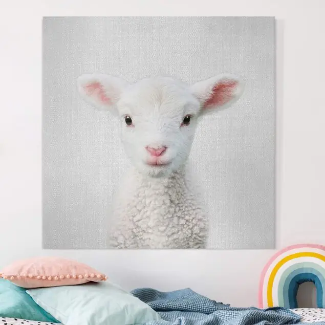 Nur Heute Baby Lamm Lina Leinwandbild • hergestellt in Deutschland • langlebiges Canvas mit Holzkeilrahmen • klassische Struktur