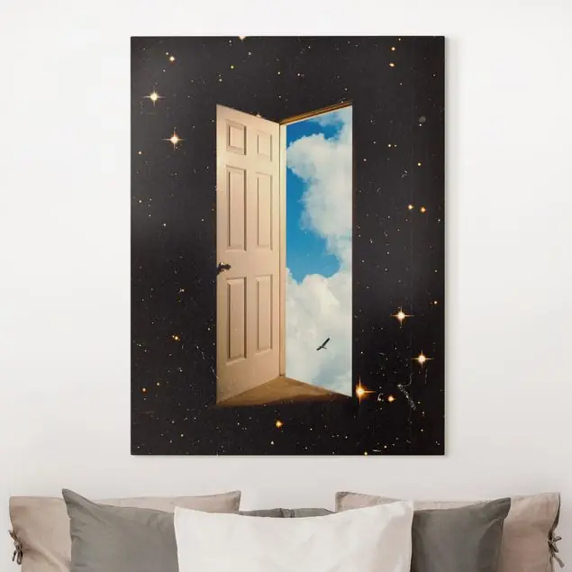Retro Collage - Das Portal Leinwandbild • hergestellt in Deutschland • langlebiges Canvas mit Holzkeilrahmen • klassische Struktur Zertifiziert