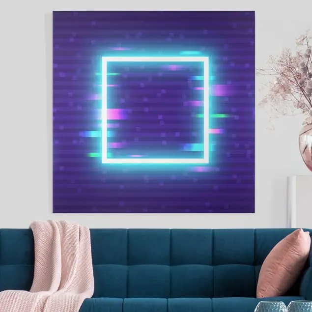 Abverkauf Geometrisches Quadrat in Neonfarben Leinwandbild • hergestellt in Deutschland • langlebiges Canvas mit Holzkeilrahmen • klassische Struktur