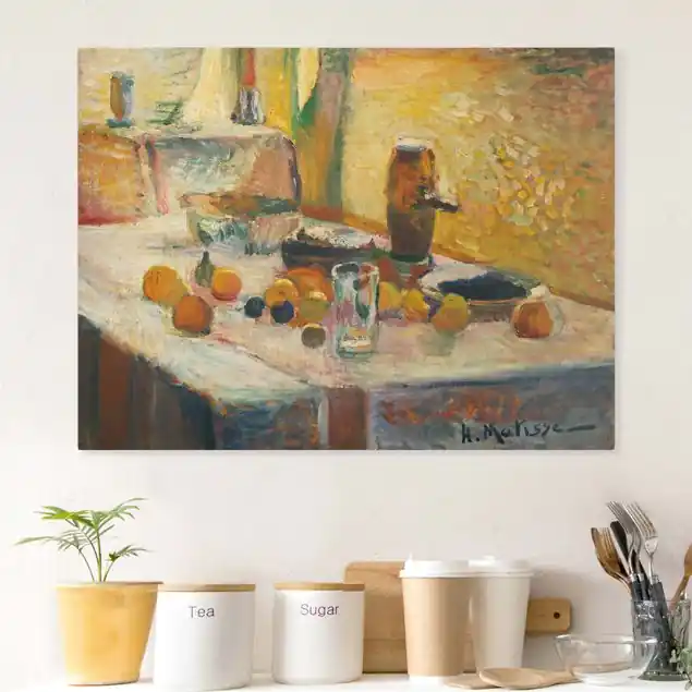Henri Matisse - Erstes Orangen-Stilleben Leinwandbild • hergestellt in Deutschland • langlebiges Canvas mit Holzkeilrahmen • klassische Struktur Top-Seller