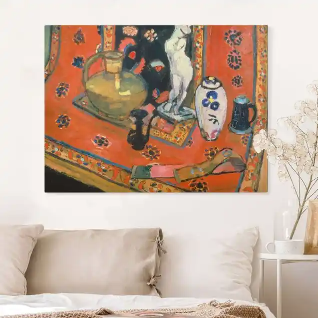 Henri Matisse - Figurine und Gefässe auf einem orientalischen Teppich Leinwandbild • hergestellt in Deutschland • langlebiges Canvas mit Holzkeilrahmen • klassische Struktur Kostenloser Rückversand