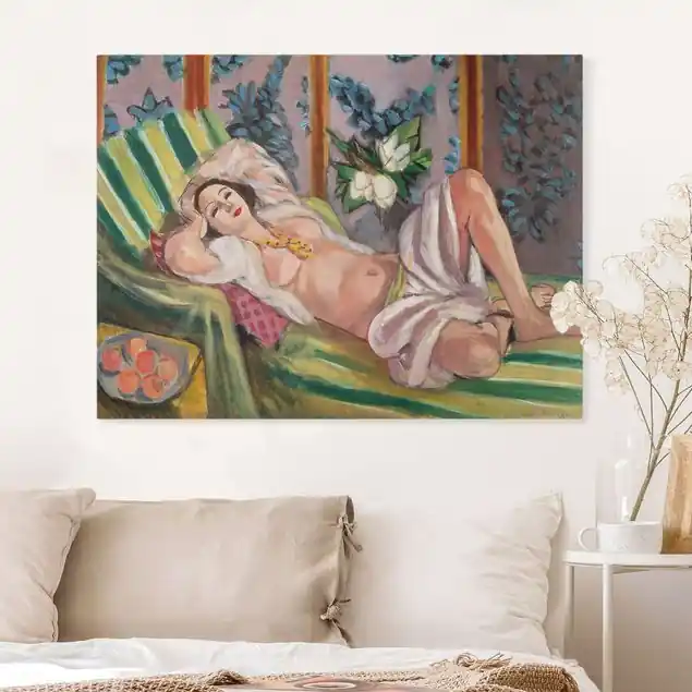 Kostenloser Rückversand Henri Matisse - Odalisque mit Magnolien Leinwandbild • hergestellt in Deutschland • langlebiges Canvas mit Holzkeilrahmen • klassische Struktur