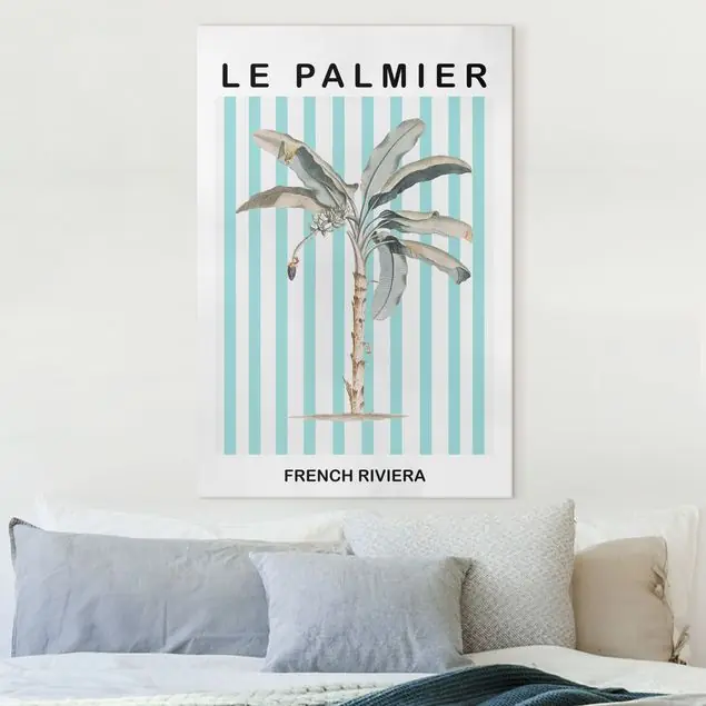 Le Palmier French Riviera Leinwandbild • hergestellt in Deutschland • langlebiges Canvas mit Holzkeilrahmen • klassische Struktur Saisonangebot