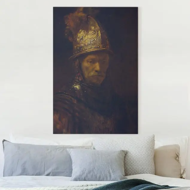 Rembrandt - Der Mann mit dem Goldhelm Leinwandbild • hergestellt in Deutschland • langlebiges Canvas mit Holzkeilrahmen • klassische Struktur Preisknaller