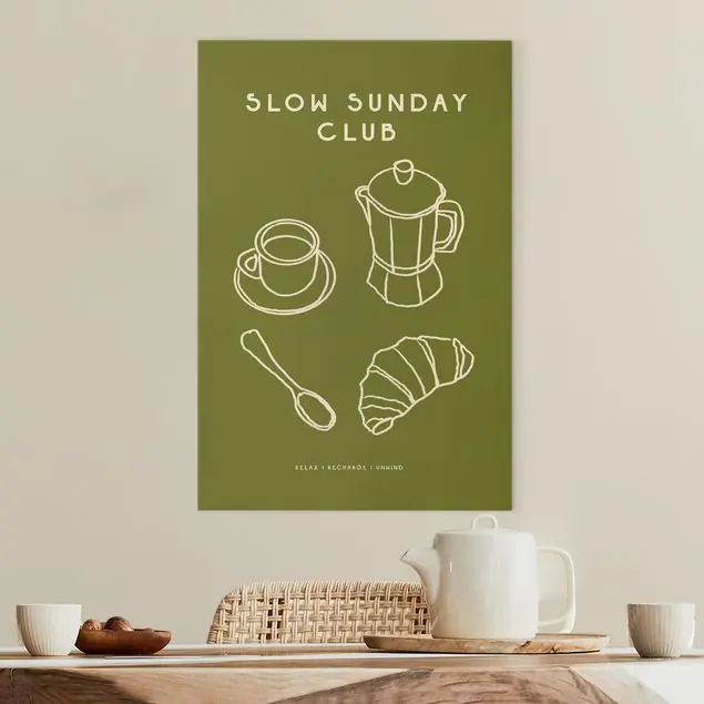 Sale Slow Sunday Club Leinwandbild • hergestellt in Deutschland • langlebiges Canvas mit Holzkeilrahmen • klassische Struktur