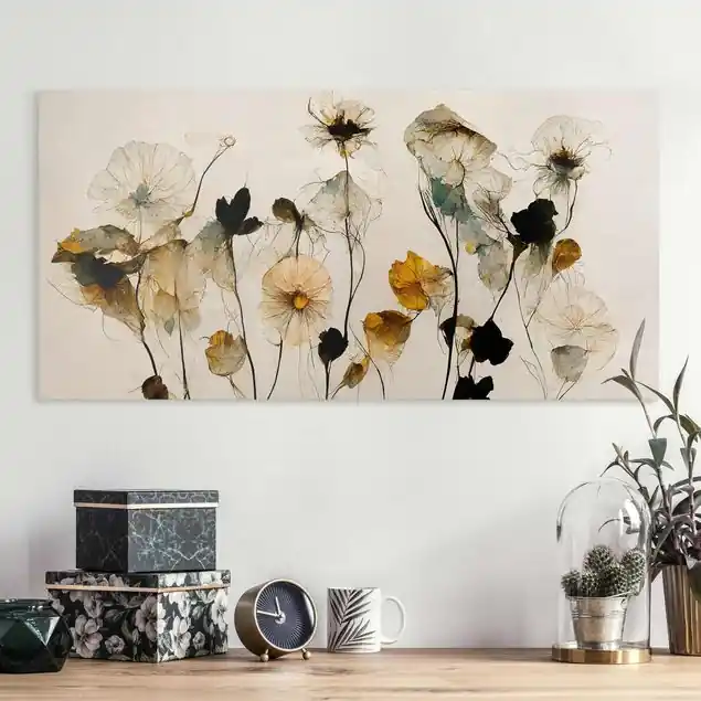 Jetzt Kaufen Warme Blüten Leinwandbild • hergestellt in Deutschland • langlebiges Canvas mit Holzkeilrahmen • klassische Struktur