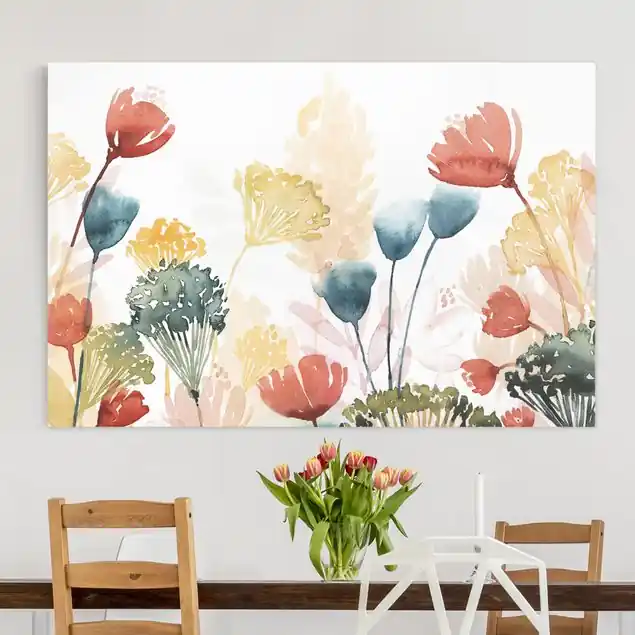 Wildblumen im Sommer II Leinwandbild • hergestellt in Deutschland • langlebiges Canvas mit Holzkeilrahmen • klassische Struktur Bestseller