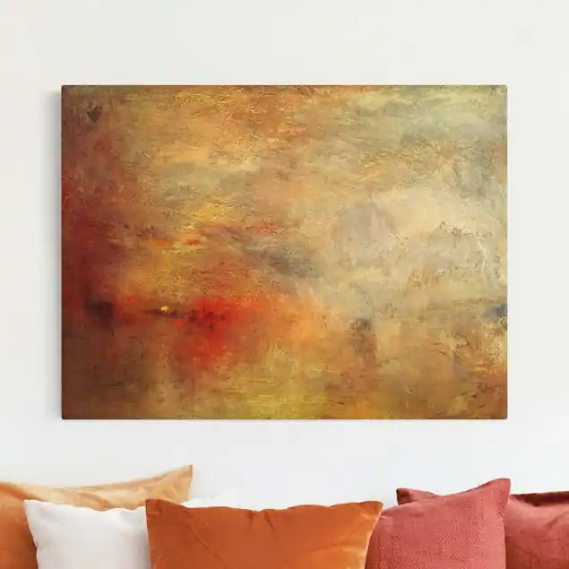 Joseph Mallord William Turner - Sonnenuntergang über einem See Leinwandbild auf Canvas Natural Gratis Versand