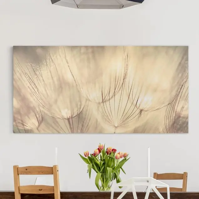 Pusteblumen Nahaufnahme in wohnlicher Sepia Tönung Leinwandbild • hergestellt in Deutschland • langlebiges Canvas mit Holzkeilrahmen • klassische Struktur Aktuell