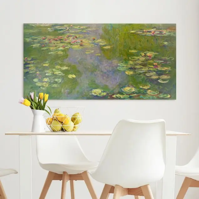 Abverkauf Claude Monet - Grüne Seerosen Leinwandbild • hergestellt in Deutschland • langlebiges Canvas mit Holzkeilrahmen • klassische Struktur