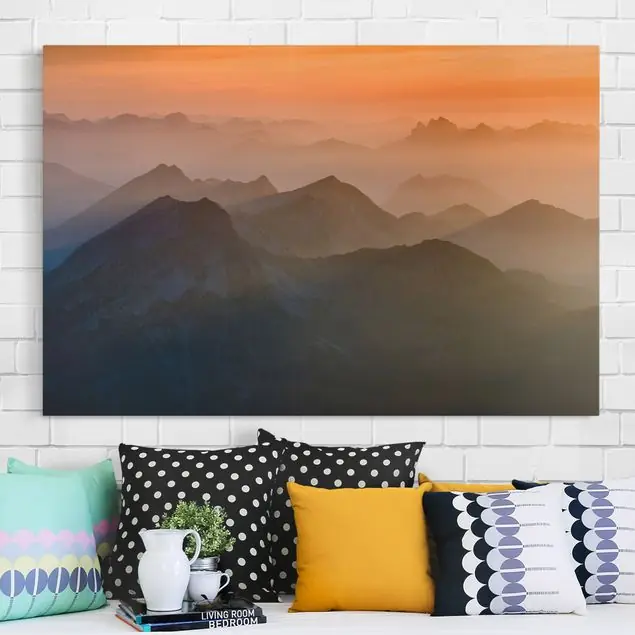 Direkt Vom Hersteller Blick von der Zugspitze Leinwandbild • hergestellt in Deutschland • langlebiges Canvas mit Holzkeilrahmen • klassische Struktur