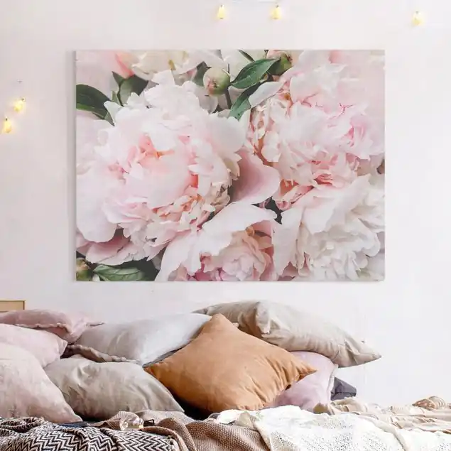 Pfingstrosen Hellrosa Leinwandbild • hergestellt in Deutschland • langlebiges Canvas mit Holzkeilrahmen • klassische Struktur Schnäppchen
