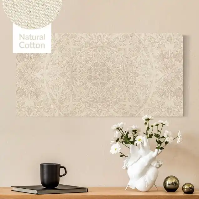 Direktkauf Mandala Aquarell Muster Ornament beige Leinwandbild auf Canvas Natural