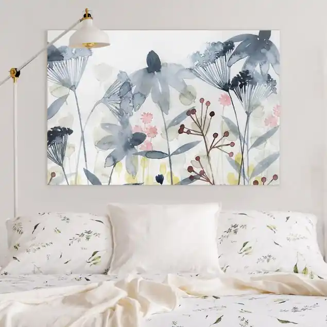 Wildblumen Aquarell II Leinwandbild • hergestellt in Deutschland • langlebiges Canvas mit Holzkeilrahmen • klassische Struktur Solange Der Vorrat Reicht