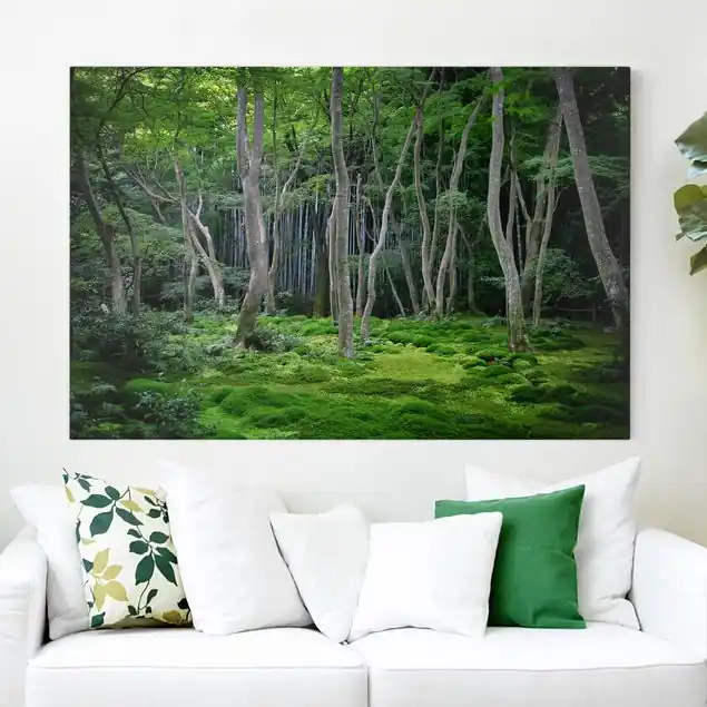 Japanischer Wald Leinwandbild • hergestellt in Deutschland • langlebiges Canvas mit Holzkeilrahmen • klassische Struktur Nur Für Kurze Zeit