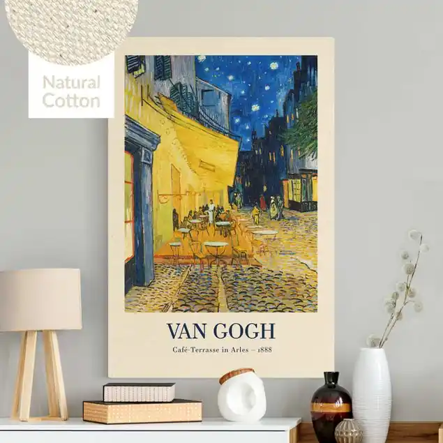Zertifiziert Vincent van Gogh - Café-Terrasse in Arles - Museumsedition Leinwandbild auf Canvas Natural