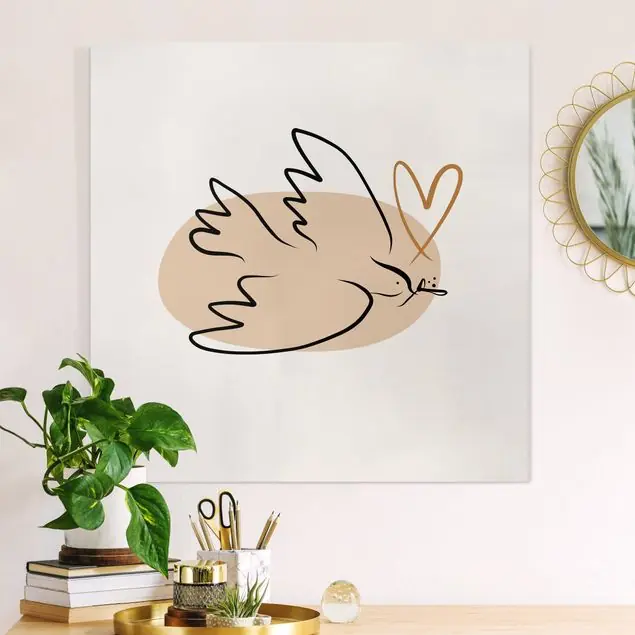 Picasso Interpretation - Friedenstaube Leinwandbild • hergestellt in Deutschland • langlebiges Canvas mit Holzkeilrahmen • klassische Struktur Preis Gesenkt