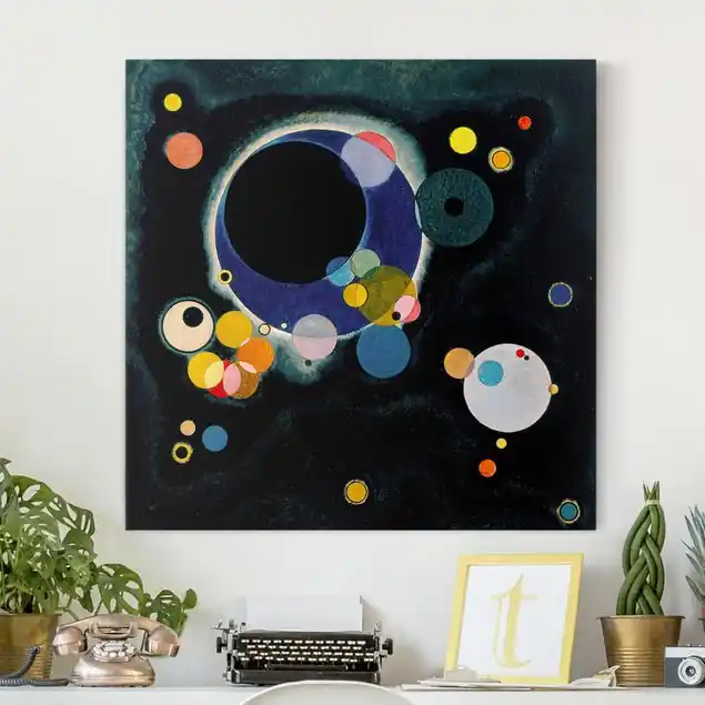 Geprüft Wassily Kandinsky - Skizze Kreise Leinwandbild • hergestellt in Deutschland • langlebiges Canvas mit Holzkeilrahmen • klassische Struktur