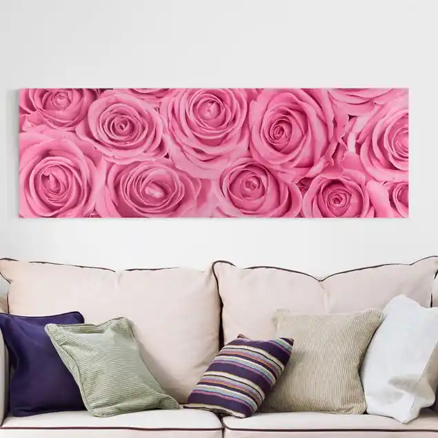 Direkt Vom Hersteller Rosa Rosen Leinwandbild • hergestellt in Deutschland • langlebiges Canvas mit Holzkeilrahmen • klassische Struktur